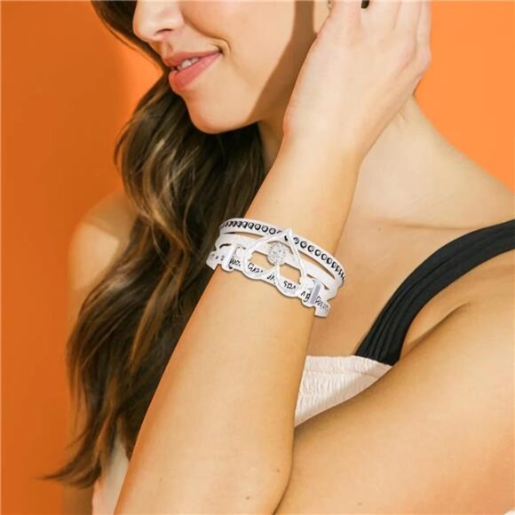 Boho Wrap Bracelets for Women Layered Leather Cuff Bangle Beaded Bra - Picture 3 of 8